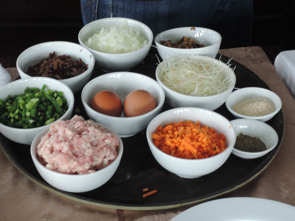 Inhalt der leckeren vietnamesischen Frühlingsrolle